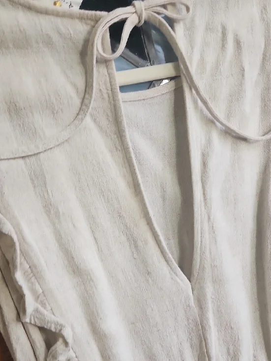 By Together Cream Ruffle Tie-Waist Mini Dress - Picture 10 of 12